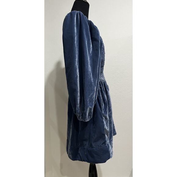 NWT Free People Farrier Velvet Mini Dress Color-Harbor M/L - Picture 4 of 5
